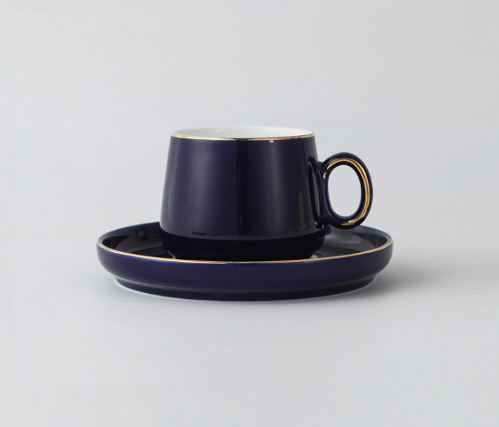 Shuer LJX40010 25ml Ceramic Small Round Handle Cup and Saucer - Blue - Zoom Image