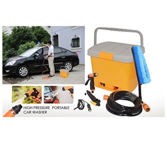 GZ Portable 12V High Pressure Electric Perfect for Washing Vehicle Cars Washer Cleaning Set With Spray Gun Pipe Brush and 18L Bucket Storage Box - Zoom Image 3