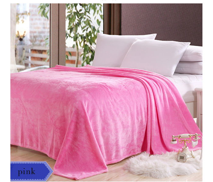 Generic Soft Flannel Bed Blanket Flannel - Pink - Zoom Image