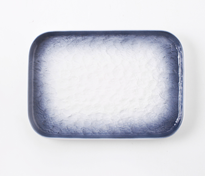 Shuer YEZ10013 10 inch Stone Pattern Ceramic Rectangular Plate - Blue - Zoom Image