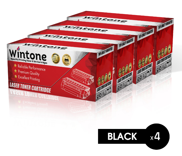 Wintone Set of 4 Pack CF280A Laser Toner Cartridge is Compatible for HP LaserJet Pro 400 M 401 A - Black - Zoom Image