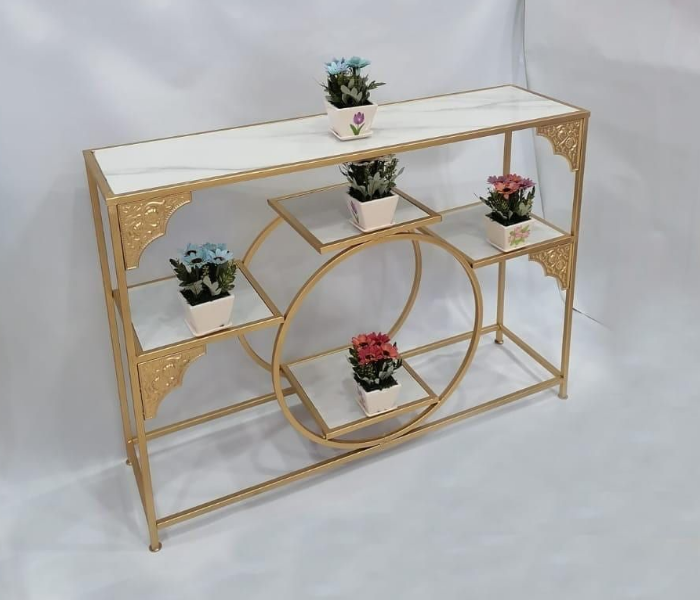 Ceramic Top and Metal Frame Style 1 Hall Entrance Table - White - Zoom Image