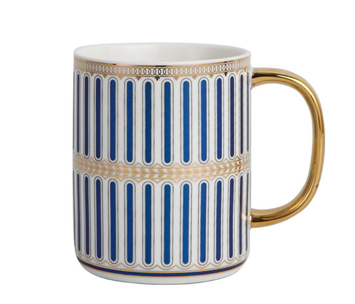 Shuer LJX30003 350ml Ceramic British Style Mug -White and Blue - Zoom Image