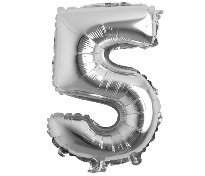 16 Inch Folio Number 5 Digit  Birthday Party Balloons - Silver - Zoom Image