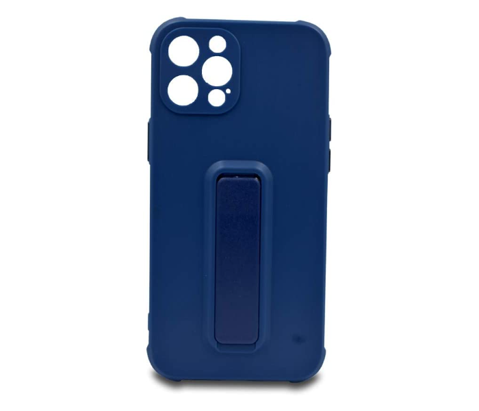 Morepro MP-1250 Soft Rubber Case With Finger Grip and Stand for iPhone 12 Pro - Blue - Zoom Image 1