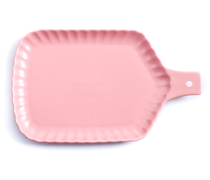 Sharpdo LJX10037 13 inch Chrysanthemum Ceramics Rectangle Plate with Handle - Pink - Zoom Image