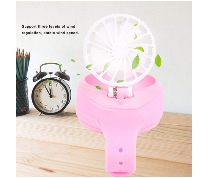 Mini Kids Handheld Creative Air Conditioning Fan Watch - Pink - Zoom Image 3