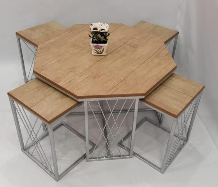 New Classical 90cm x 90cm x 46cm Style 6 Small Table With Four Small Chairs - Brown - Zoom Image