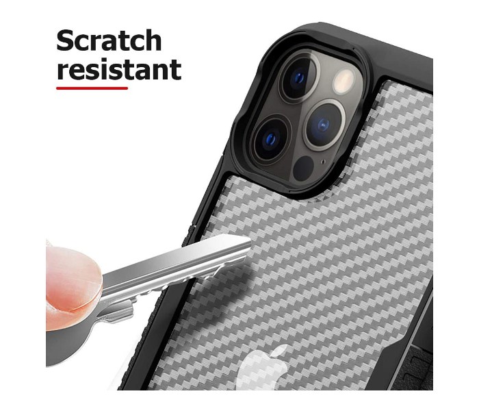 Morepro MP-1242 New Carbon Fiber Design Case for iPhone 12 Mini with Hand Wrist Rope - Black - Zoom Image 4