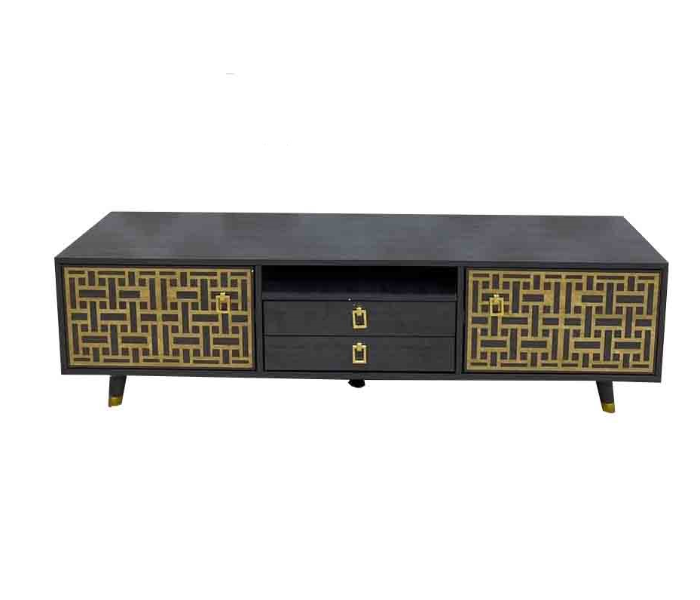 Wooden Style 7 TV Table - Black and Gold - Zoom Image