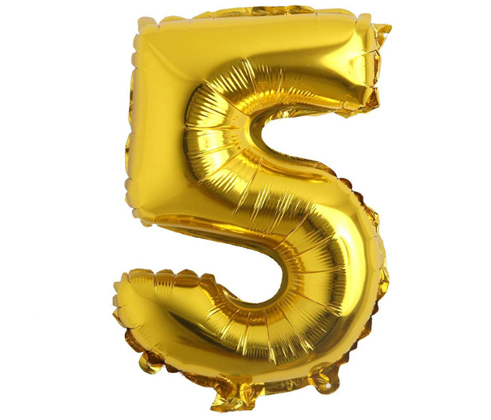 16 Inch Folio Number 5 Digit  Birthday Party Balloons - Gold - Zoom Image