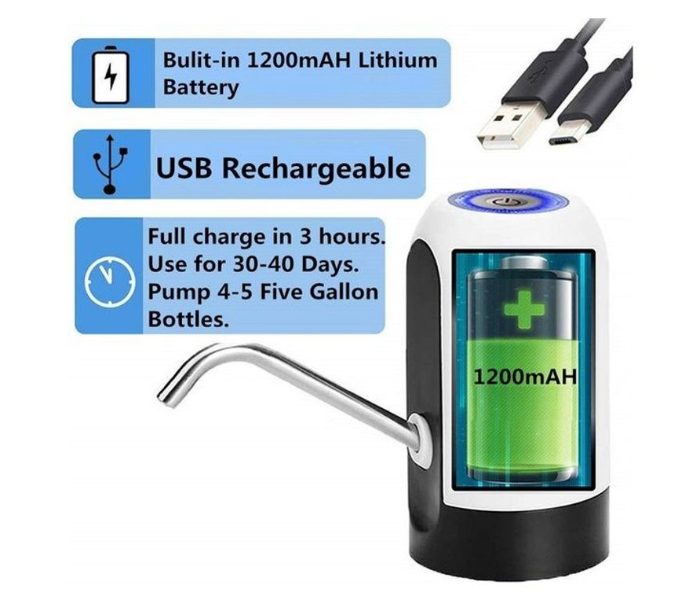 Portable USB Charging Electric Pumping Automatic Water Dispenser - White - Zoom Image 5