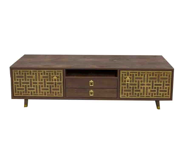 Wooden Style 6 TV Table - Brown & Gold - Zoom Image