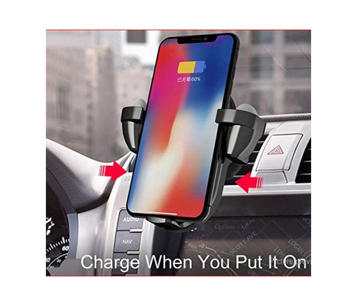 Morepro WC-1104 2-in-1 Earbuds Headset and Mobile Qi Inductive Car Wireless Charger Stand Holder - Black - Zoom Image 3