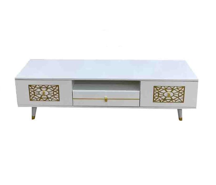 Wooden Style 2 TV Table - White - Zoom Image