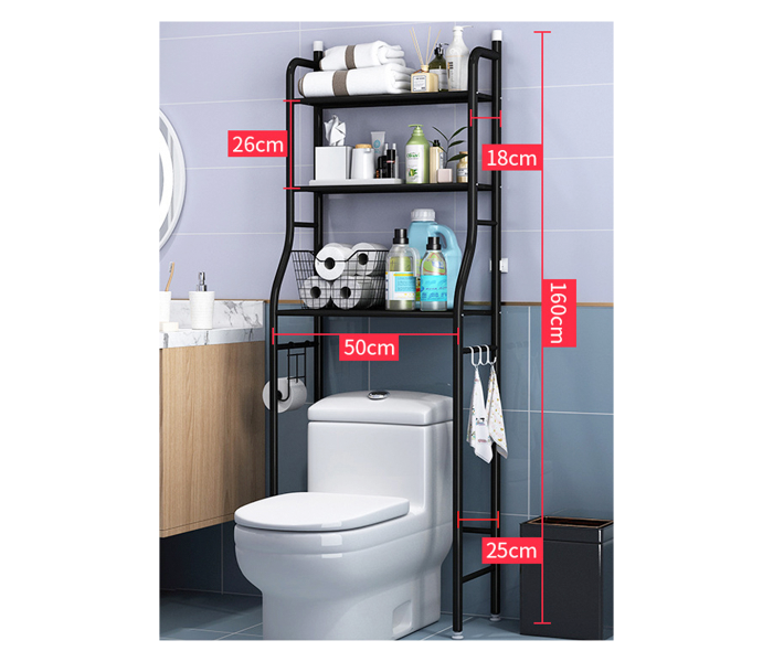 Biki Three-Tier Shelf for Bathroom Toilet - Black - Zoom Image