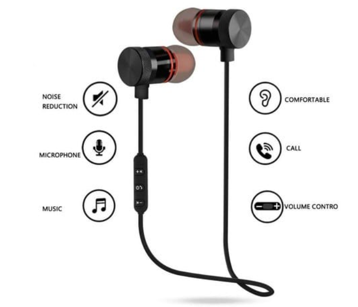 Sports Sound Stereo V5.0 IPX7 Waterproof Noise Cancelling Headset for Workout, Running, Gym Bluetooth Headphones - Black - Zoom Image 3