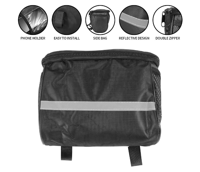 Bicycle Front Handle Bar Insulated Pannier Bag Pouch - Black - Zoom Image 3