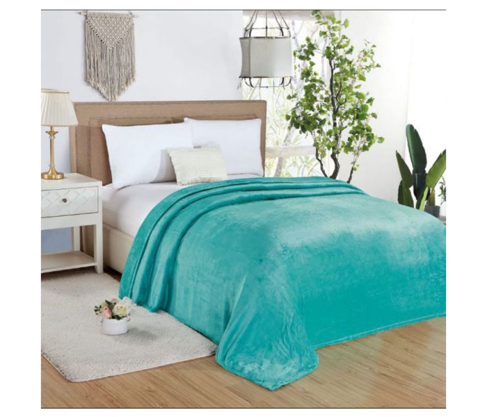 Generic Soft Flannel King Size Bed Blanket - Turquoise - Zoom Image