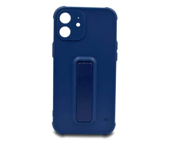 Morepro MP-1247 Soft Rubber Case With Finger Grip and Stand for iPhone 12 - Blue - Zoom Image 1