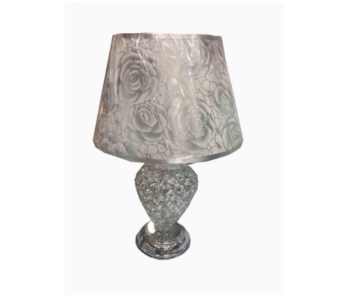 Bed Side Table Lamp With Beige Canopy and Base - Silver - Zoom Image