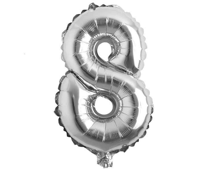 16 Inch Folio Number 8 Digit  Birthday Party Balloons - Silver - Zoom Image