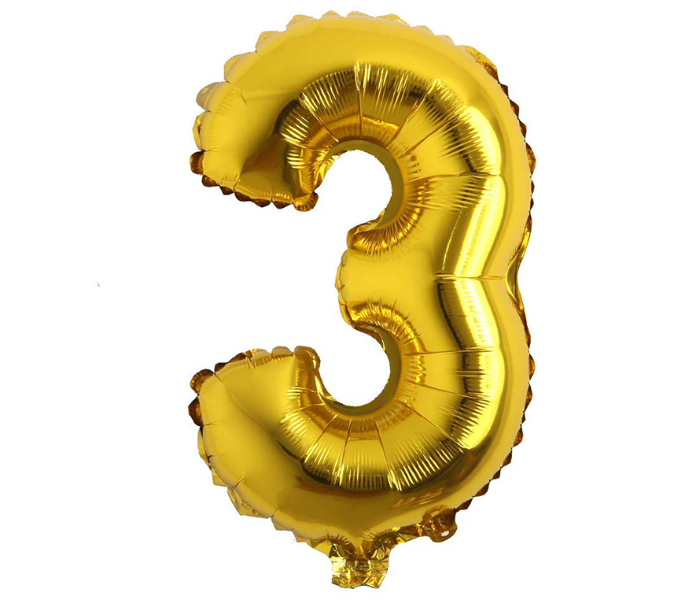 16 Inch Folio Number 3 Digit  Birthday Party Balloons - Gold - Zoom Image