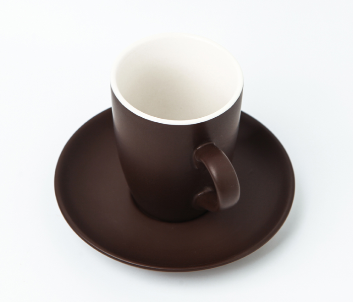 Shuer XY40049 320ml Ceramic Cup and Saucer - Brown - Zoom Image