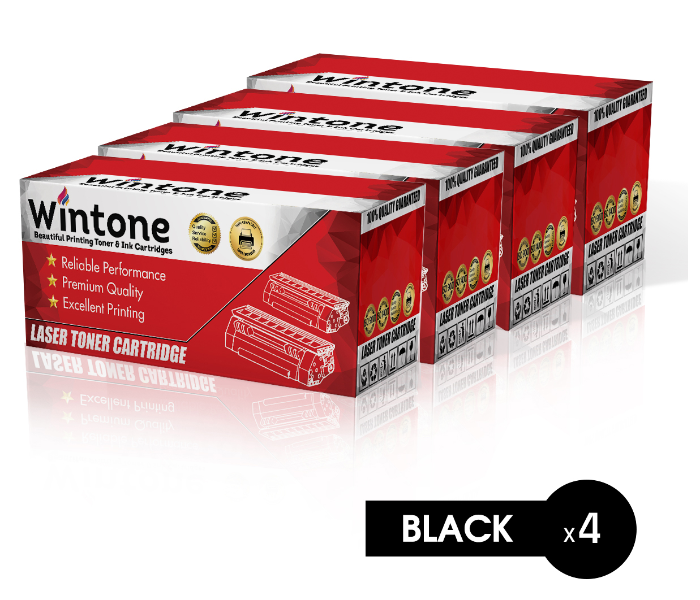 Wintone Pack of 4 MLT D104 Laser Toner Cartridge is Compatible for Samsung ML 1660 1665 1666 1670 1672 1674 1675 1678 1860 1865 SCX 3000 3200 3205 N Series W - Black - Zoom Image