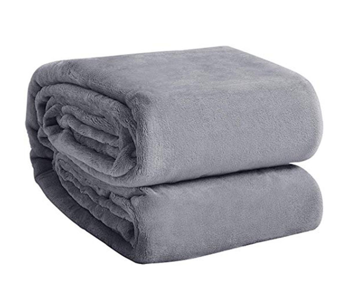 Generic Soft Flannel King Size Blanket- Grey - Zoom Image