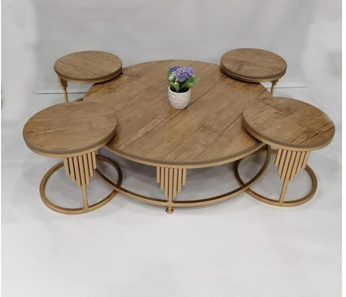 Arabic Majis Style 6 Five Pieces Table Set - Brown - Zoom Image