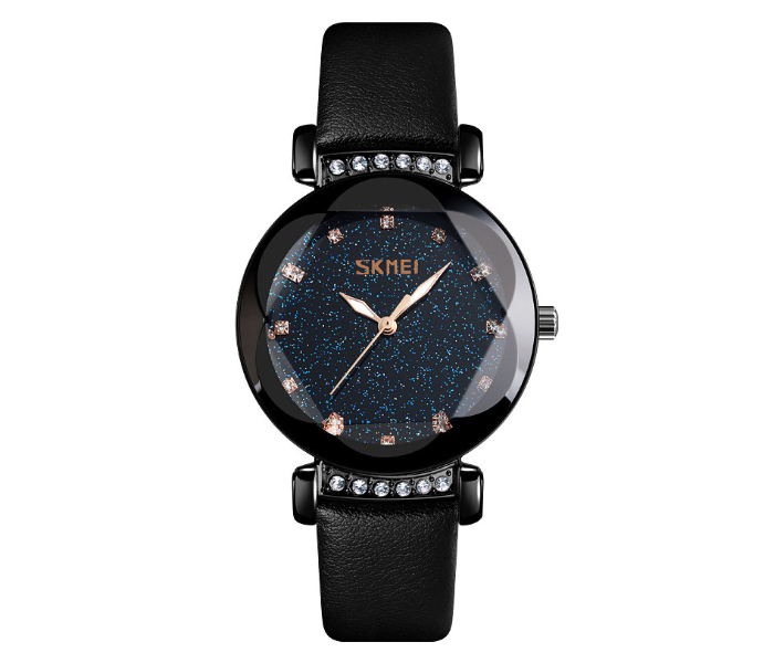 Skmei 9188 Woman Quartz Watch With Leather- Black - Zoom Image