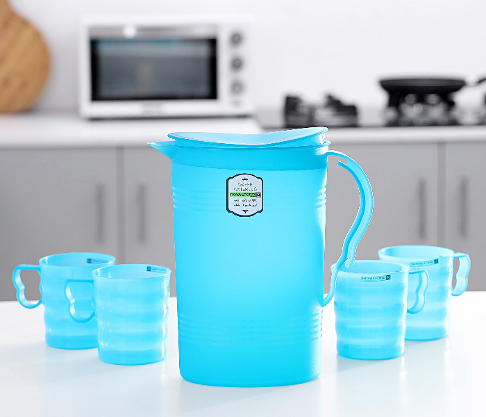 Royalford RF8868 2 Litre Wafer Water Jug with 4 Glasses - Blue - Zoom Image 1