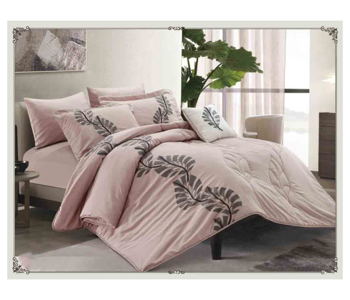 Two Sided Set of 6 Piece King Size Double Bed Style 4 Comforter Set - Pink - Zoom Image