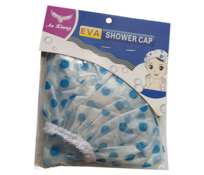 Creative Design Printed Shower Cap - White and Blue - Zoom Image