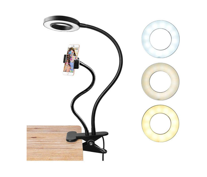 Trands TR-TH507 LED Selfie Ring Light with Flexible Mobile Phone Holder - Black - Zoom Image 2