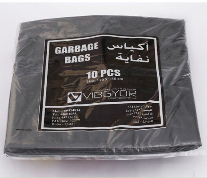 Vibgyor GB60857 10 Pieces 120X 140cm Garbage Bag - Black - Zoom Image