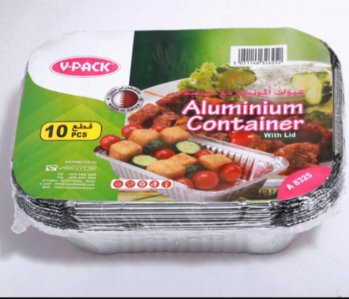 V-Pack A8325 10 Pieces -127X100X35mm Aluminum Containers - Silver - Zoom Image