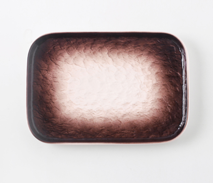 Shuer YEZ10012 8 inch Stone Pattern Ceramic Rectangular Plate - Brown - Zoom Image