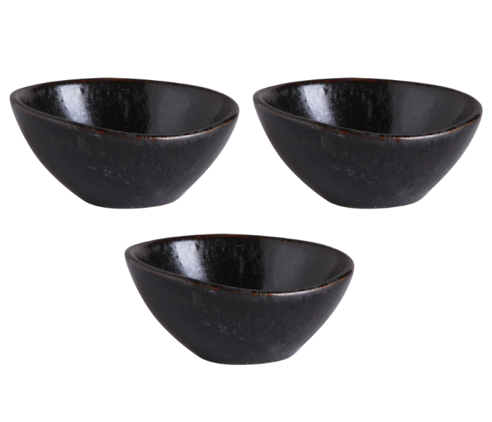 Shuer XY50073 4.5 inch Ceramic Kiln Transformed Black Triangle Bowl - Black - Zoom Image