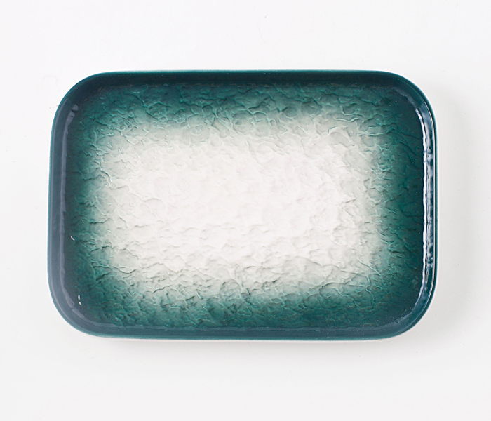 Shuer YEZ10014 10 inch Stone Pattern Ceramic Rectangular Plate - Green - Zoom Image