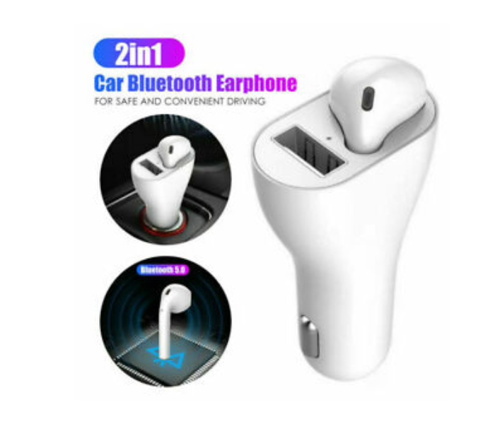 OTG Single Side 2 in 1 Vehicle Bluetooth Airpods - White - Zoom Image