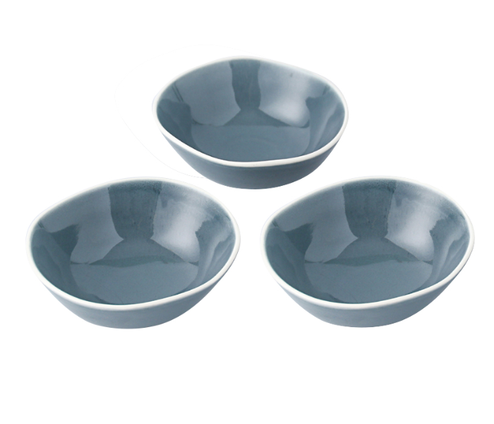 Shuer XY20064 Three Pieces 6 inch Ceramic White Edge Bowl - Grey - Zoom Image