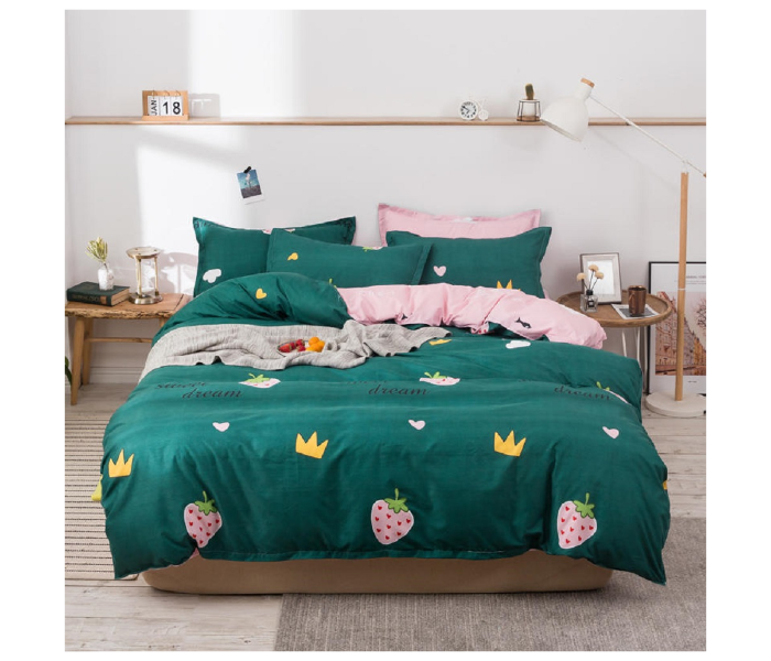 Sharpdo 4 Piece Luxurious Cotton And Soft Microfiber Bedding Comforter Set - Dark Green - Zoom Image