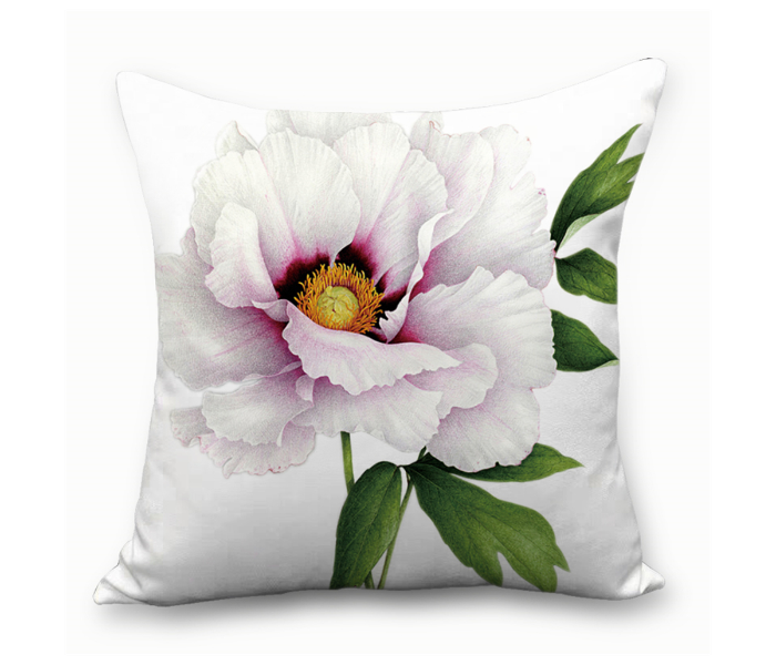 Sharpdo Modern Home Painted Cotton and Linen Pillowcase - White and Pink - Zoom Image