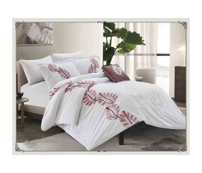 Two Sided Set of 6 Piece King Size Double Bed Style 2 Comforter Set - White and Pink - Zoom Image