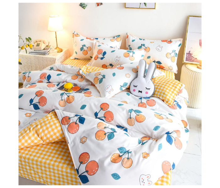 Sharpdo 4 Piece Luxurious Cotton And Soft Microfiber Bedding Set - White and Orange - Zoom Image