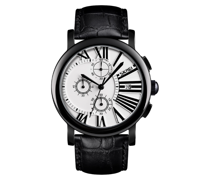 Skmei 9196 Leather Chronograph Watch With Date Function – Black - Zoom Image 1