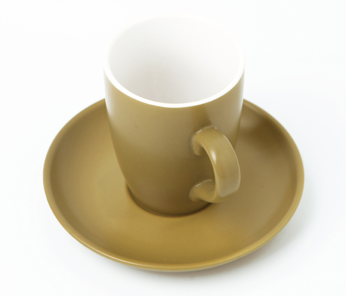 Shuer XY40051 320ml Ceramic Cup and Saucer - Dark Green - Zoom Image