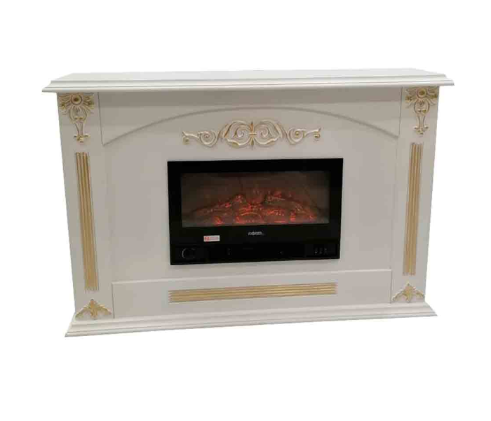 Portable Electric 12W Wood  Fireplace Cabinet - White - Zoom Image